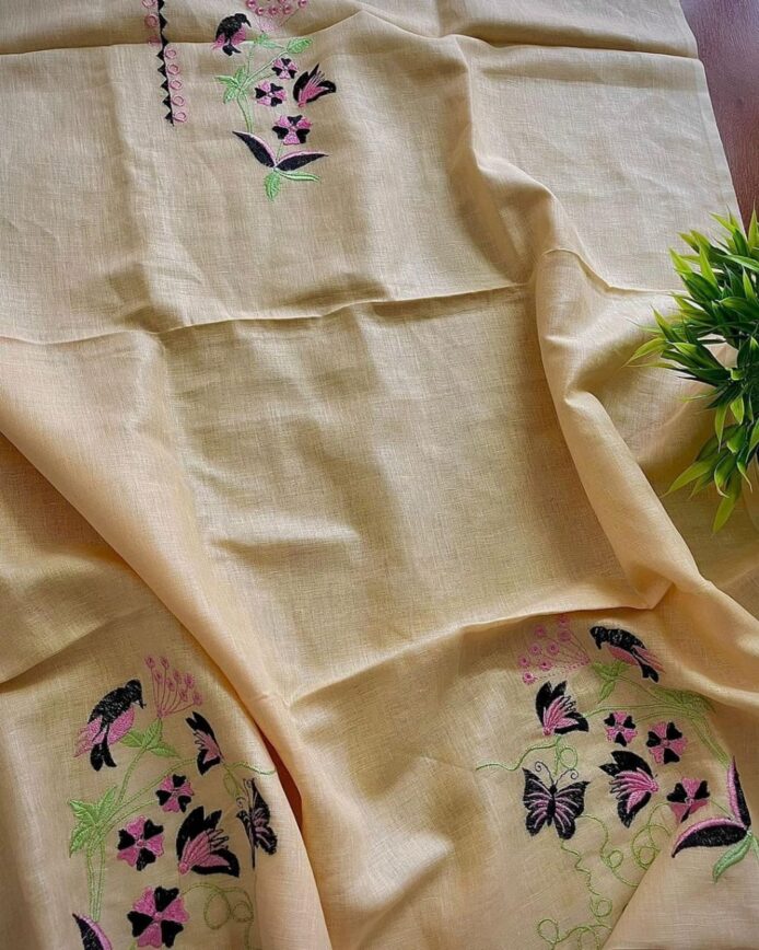 Linen Salwar Kameez with Dupatta | Embroidery Work | Party & Wedding Wear