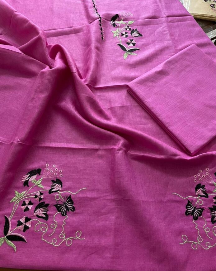 Unstitched Linen Suits for Ladies with Embroidery | Party Wear
