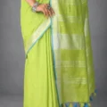 Pure Cotton Slub Sarees | Plain Saree with Contrast Blouse