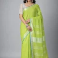 Pure Cotton Slub Sarees | Plain Saree with Contrast Blouse