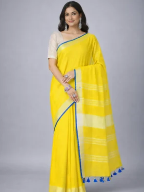 Formal Saree for Women Office | Plain Saree with Contrast Blouse
