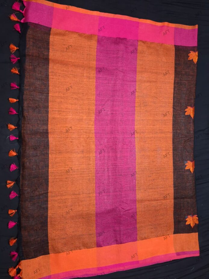 Black Linen Saree with Embroidery Work Party & Wedding Wear