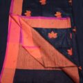 Black Linen Saree with Embroidery Work Party & Wedding Wear