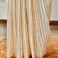 Off White Linen Saree Copper Zari Border Onam Festival Wear