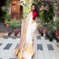Onam Linen Saree with Zari Border | Onam Saree for Women