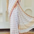 Bhagalpuri Linen Saree with Copper Zari Border Onam Saree