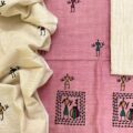 Khadi cotton embroidery salwar suit material with vibrant tribal folk art work on top & dupatta – perfect for festive, party & wedding wear. Aamir Fashion Textile.