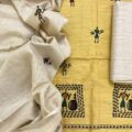 Khadi cotton embroidery salwar suit material with vibrant tribal folk art work on top & dupatta – perfect for festive, party & wedding wear. Aamir Fashion Textile.