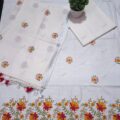 Cotton Linen Dress Material with Floral Embroidery for Festive Wear