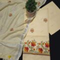 Cotton linen salwar suit with dupatta – Floral Embroidery Party Wear