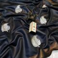 tussar munga silk saree with leaf embroidery for wedding wear