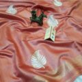 tussar munga silk saree with leaf embroidery for wedding wear