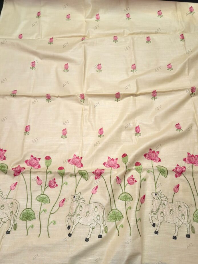 Embroidery Suit Material for Women – Cotton Linen Floral Design