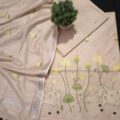 Cotton Linen Material with Nandi Cow Embroidery for Festive Wear