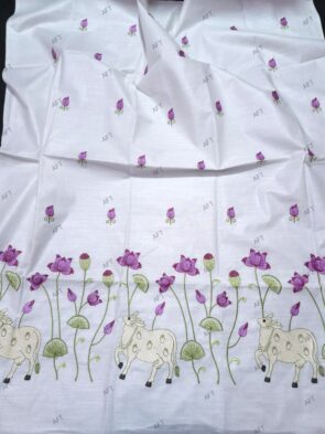 Cotton Linen Dress Material with Nandi Embroidery